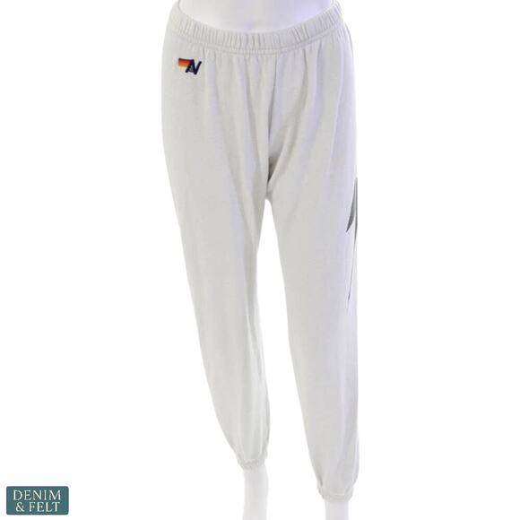 Aviator Nation White Lightning Bolt Sweatpants Small Cozy Loungewear - Picture 4 of 12